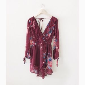 band of gypsies | floral wrap tie sleeve dress